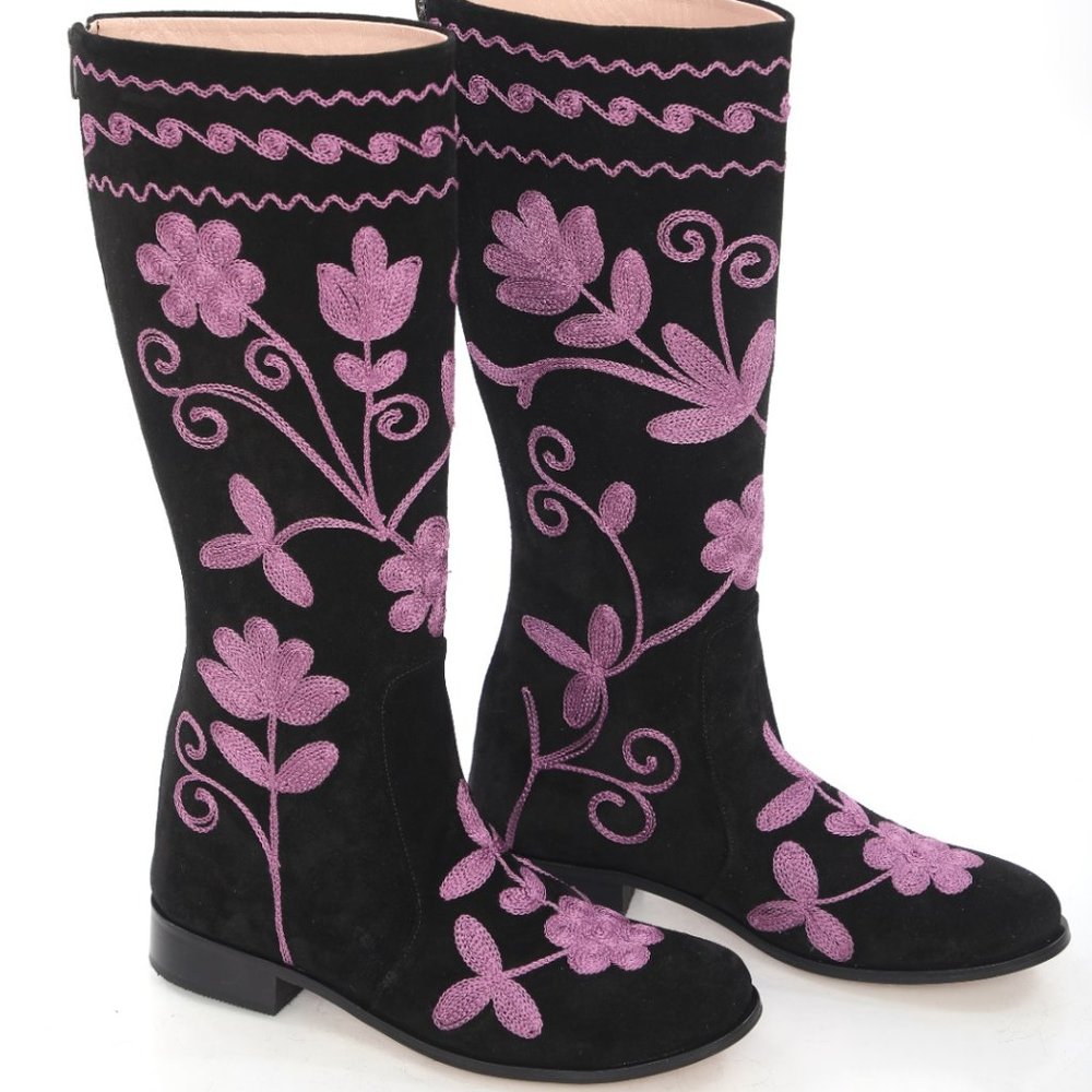 Made To Order Genuine Suede Leather Womens Boots, Riding Boots, Custom Made, Kne